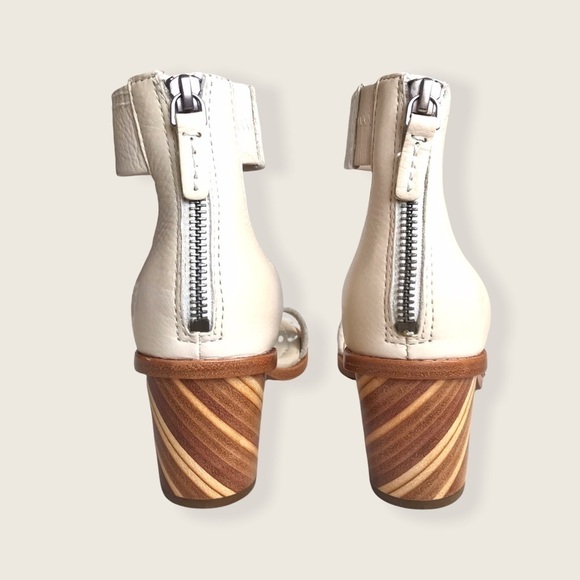 Frye Classic Cream Brielle Zip Block Ankle Heels - Picture 11 of 16